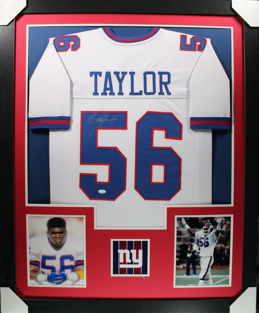 LAWRENCE TAYLOR (Giants white TOWER) Signed Autographed Framed Jersey –  Super Sports Center
