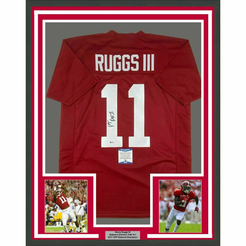 FRAMED Autographed/Signed HENRY RUGGS 33x42 Alabama Red Jersey Beckett BAS COA