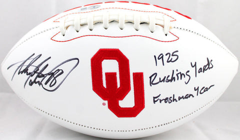 Adrian Peterson Signed Oklahoma Sooners Logo Football w/Rush Yds.-Beckett W Holo