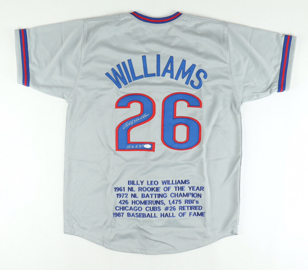Billy Williams Signed Career Highlight Stat Jersey Inscribed H.O.F. '8 –  Super Sports Center