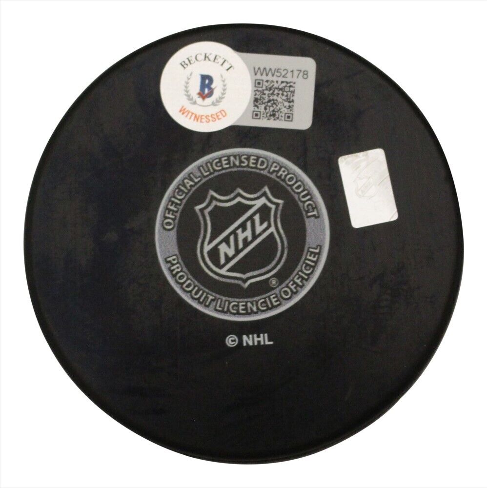Cale Makar Signed Avalanche Logo Hockey Puck (Beckett COA)