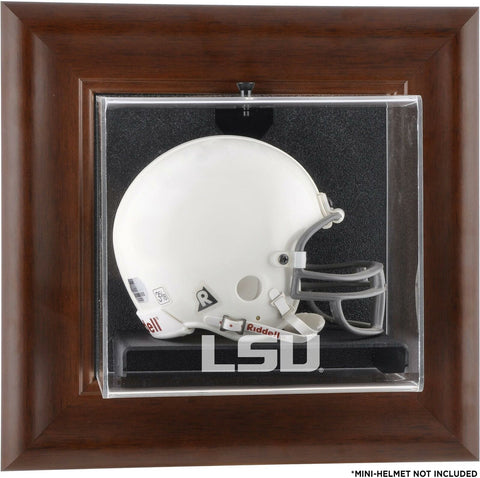 LSU Tigers Brown Framed Wall-Mountable Mini Helmet Display Case - Fanatics
