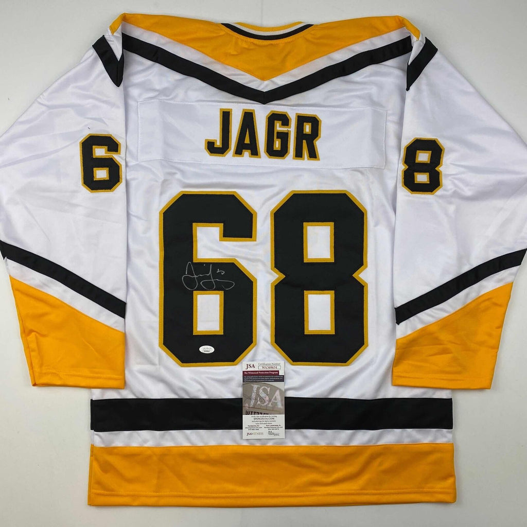 Jaromir Jagr Signed Framed Pittsburgh Penguins White Vintage Jersey