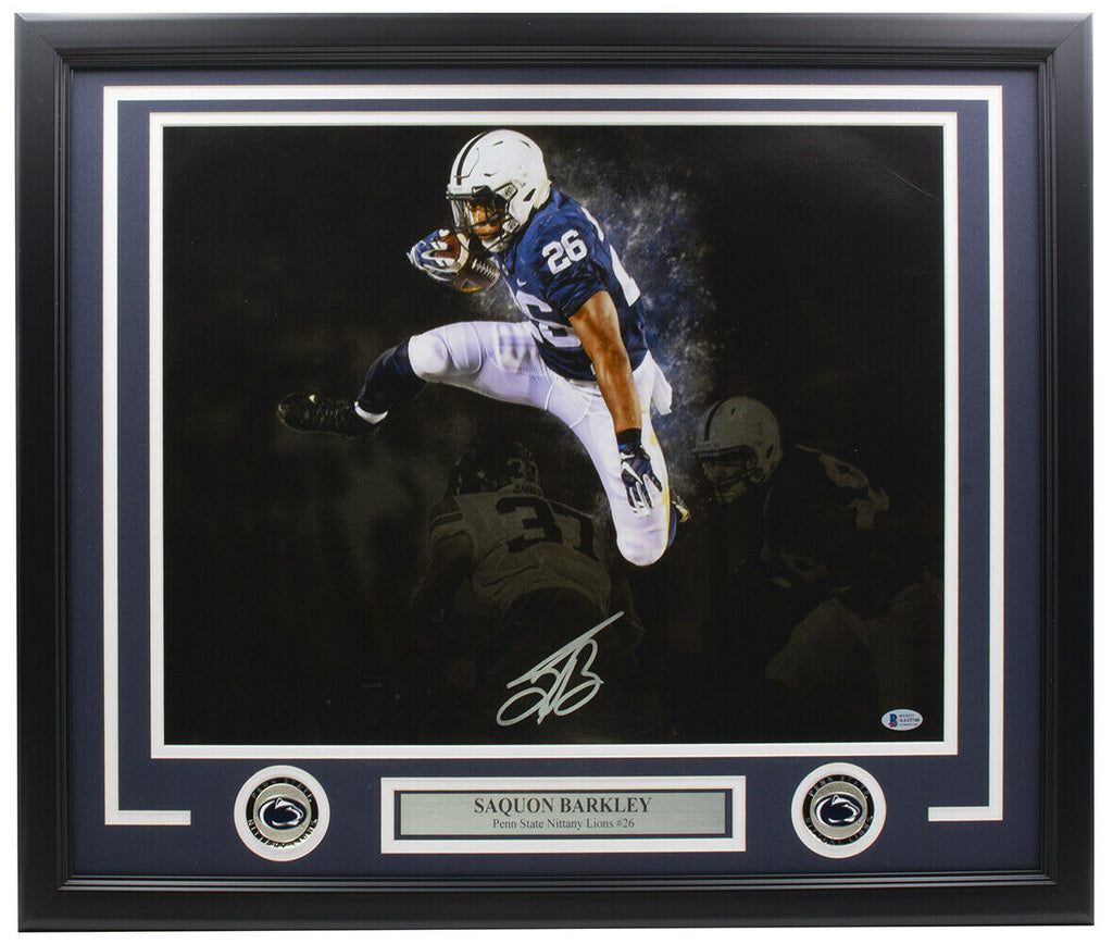 Framed Penn State Nittany Lions Saquon Barkley Autographed Signed Jersey  Psa Coa