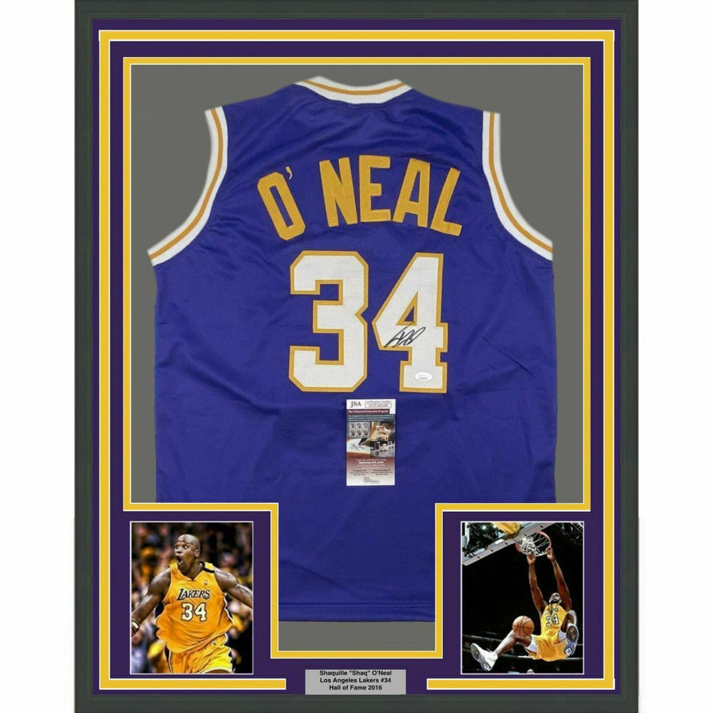 Shaquille O'Neal Autographed & Framed Yellow Los Angeles Lakers Jersey Auto  Beckett COA