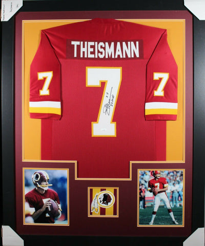 JOE THEISMANN (Redskins burgundy TOWER) Signed Autographed Framed Jersey JSA