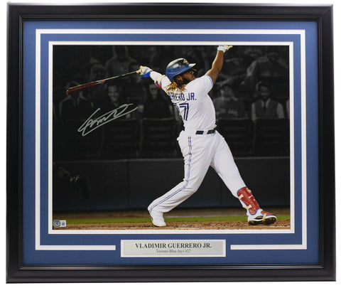 Vladimir Guerrero Jr. Signed Framed Toronto Blue Jays 16x20 Baseball Photo BAS