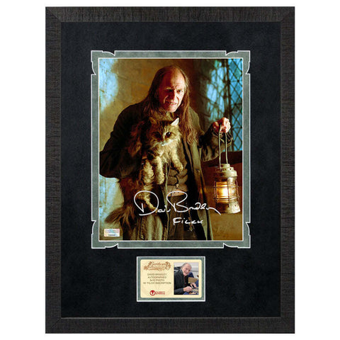 David Bradley Autographed Harry Potter Filch & Mrs. Norris 8x10 Framed Photo