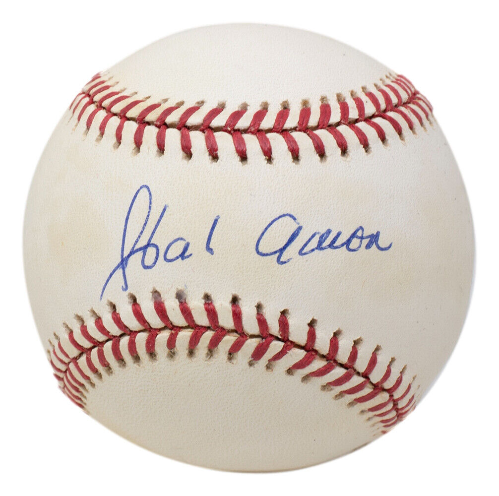 Hank Aaron Signed Milwaukee Braves National League Baseball BAS Loa AB51345