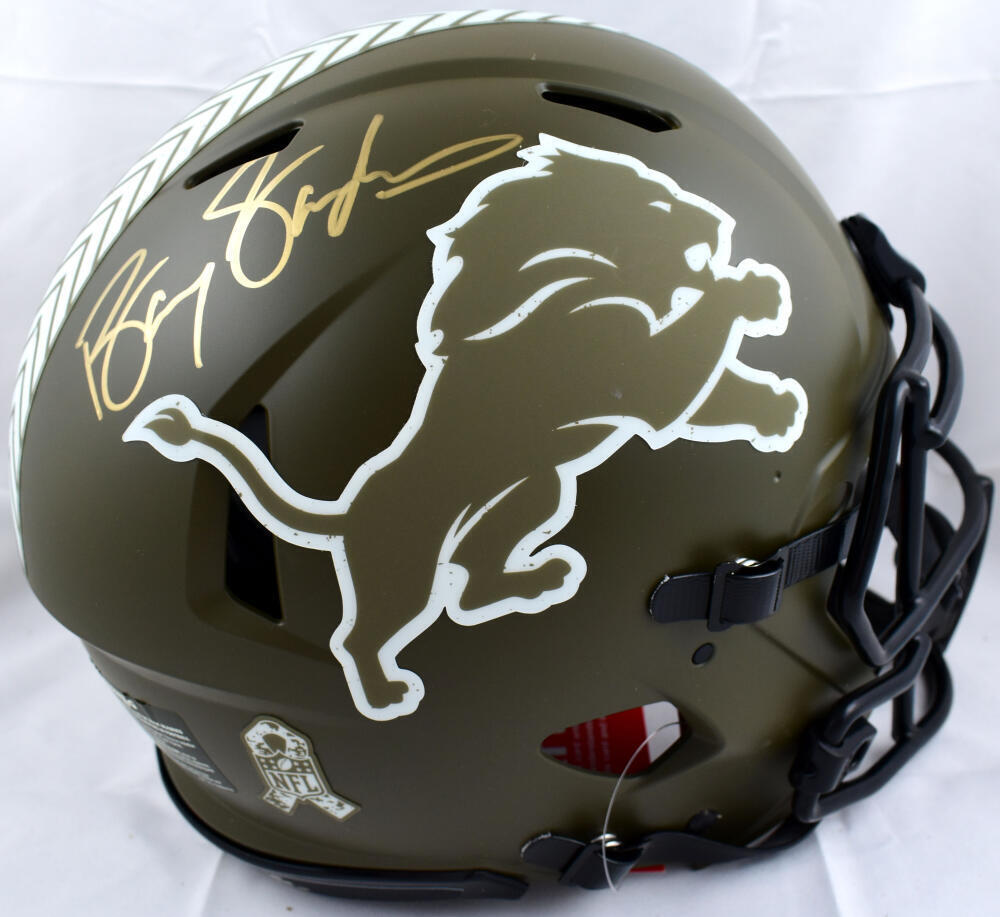 Barry Sanders Signed Lions Salute to Service Speed Authentic