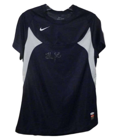 Hope Solo Autographed/Signed USA Soccer Blue Large Nike jersey JSA 13321