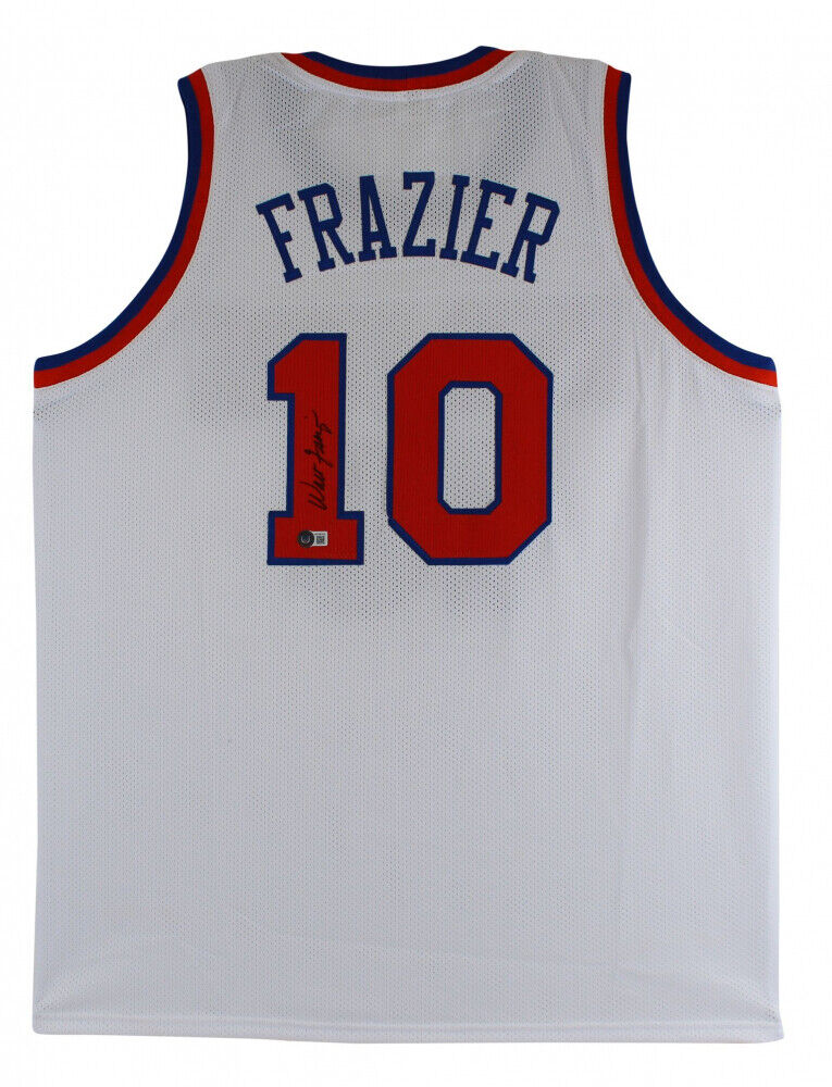 Walt Frazier Autographed and Framed Blue Knicks Jersey