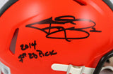 Johnny Manziel Autographed Browns Speed Mini Helmet w/Insc.-Beckett W Hologram