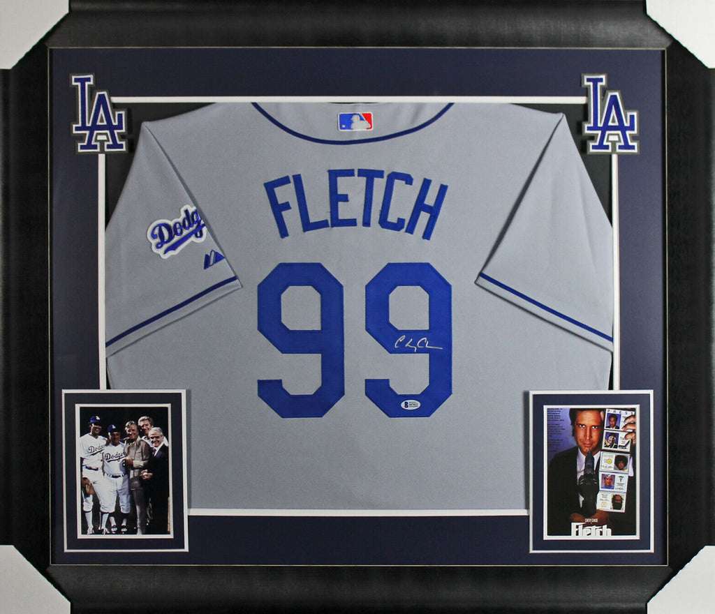 Chevy Chase Fletch Signed & Framed Grey Majestic Dodgers Jersey BAS Wi –  Super Sports Center