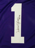 Warren Moon Autographed Purple Pro Style Jersey With HOF- JSA Witnessed Auth