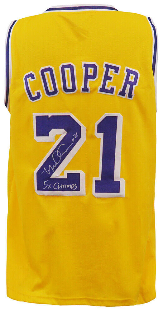 Schwartz Sports Michael Cooper Signed Gold Custom Basketball Jersey w/5x Champs - (SCHWARTZ COA)