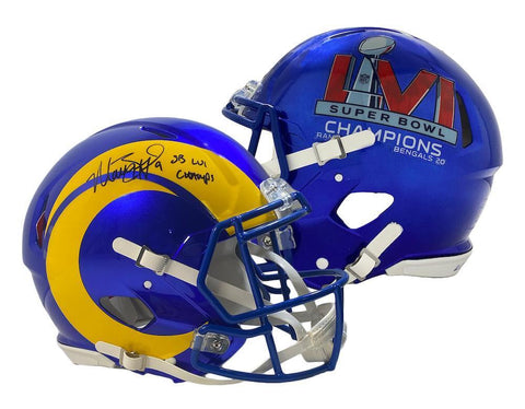 MATTHEW STAFFORD Autographed "SB LVI Champs" Rams Authentic Helmet FANATICS