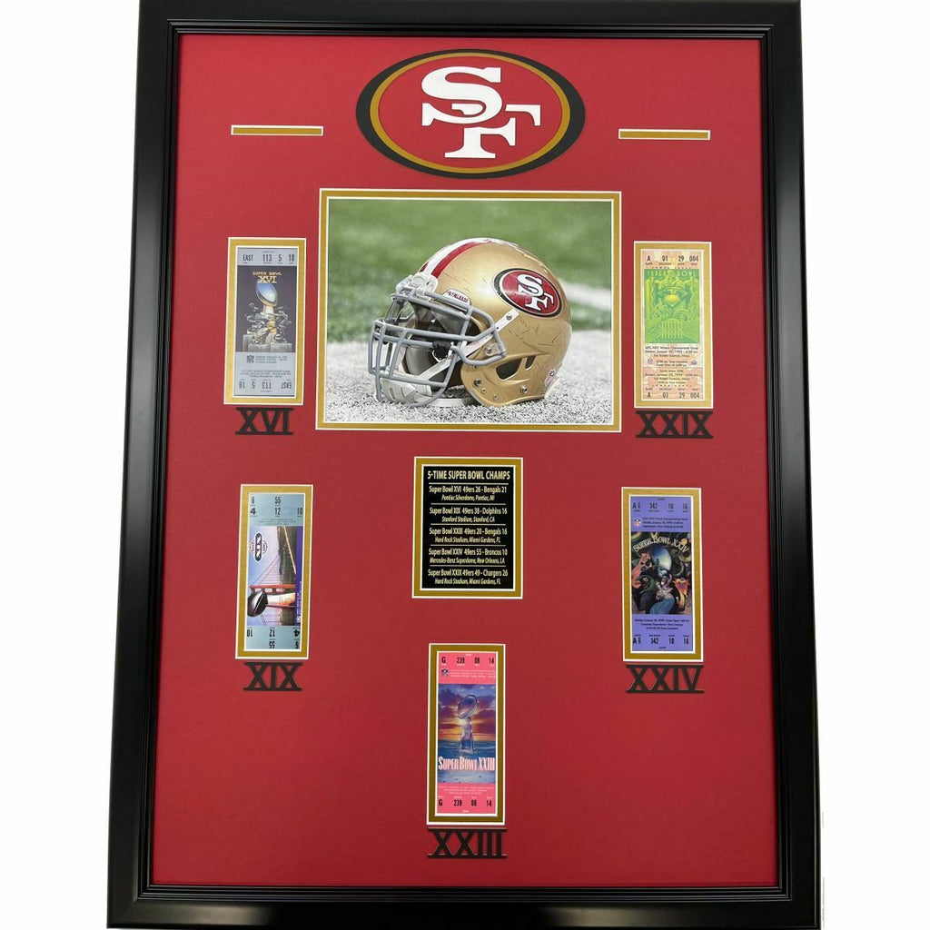 Framed San Francisco 49ers 5x Super Bowl Champions 20x18 Replica Ticket  Display