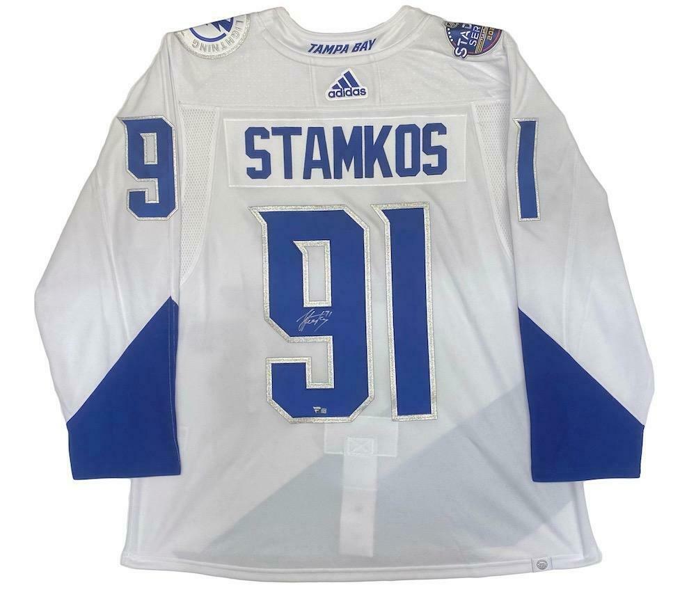 Steven Stamkos Autographed and Framed Blue Lightning Jersey