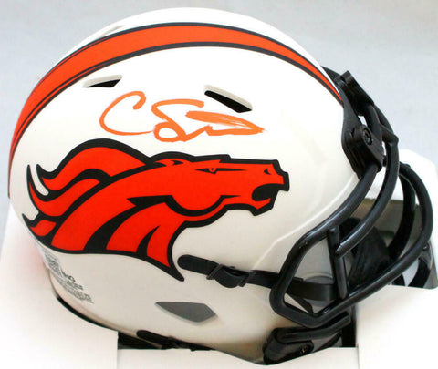 Courtland Sutton Autographed Denver Broncos Lunar Mini Helmet- BA W Hologram