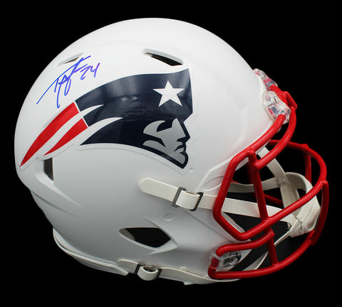 Ty Law Signed New England Patriots Speed Authentic White Matte NFL Helmet