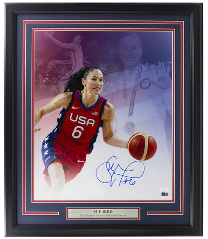 Sue Bird Signed Framed 16x20 USA Basketball Collage Photo JSA Steiner