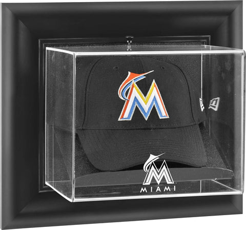 Miami Marlins Black Framed Wall- Logo Cap Display Case-Fanatics