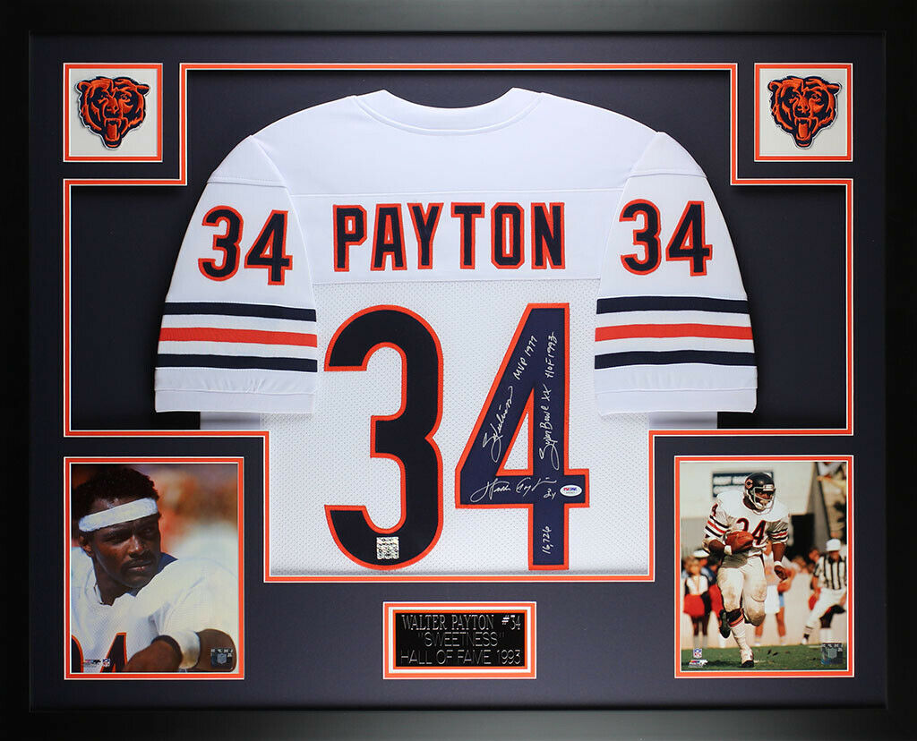 Walter Payton Autographed and Framed White Bears Jersey – Super Sports  Center
