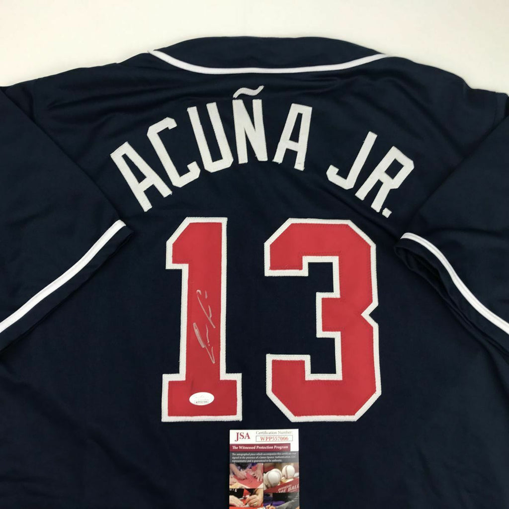 Autographed/Signed RONALD ACUNA JR. Atlanta Blue Baseball Jersey JSA C –  Super Sports Center