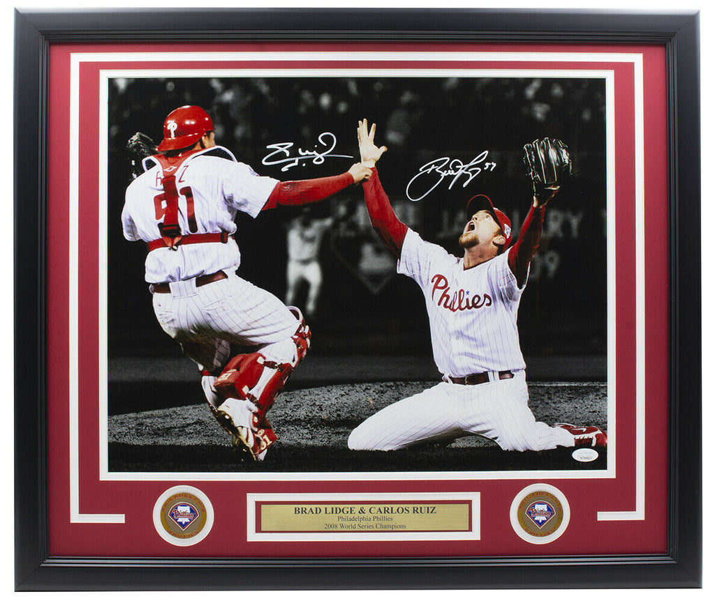 Brad Lidge Carlos Ruiz Signed Framed 16x20 Phillies WS Spotlight Photo –  Super Sports Center