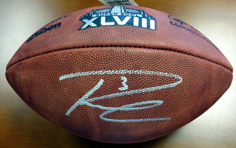 RUSSELL WILSON AUTOGRAPHED SUPER BOWL LEATHER FOOTBALL SEAHAWKS RW HOLO 72352