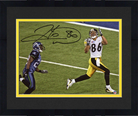 Framed Hines Ward Pittsburgh Steelers Signed 8" x 10" SB XL Catch Photo