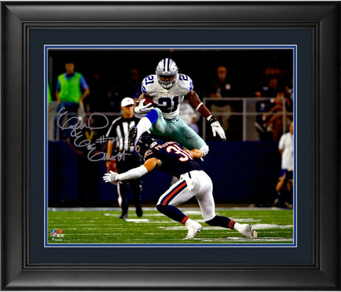 Ezekiel Elliott Dallas Cowboys Autographed Framed 16" x 20" Leaping Photograph