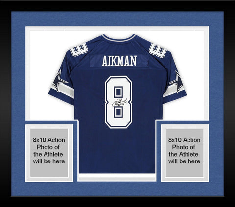 Framed Troy Aikman Cowboys Signed Mitchell & Ness Authentic Jersey w/HOF 06 Insc