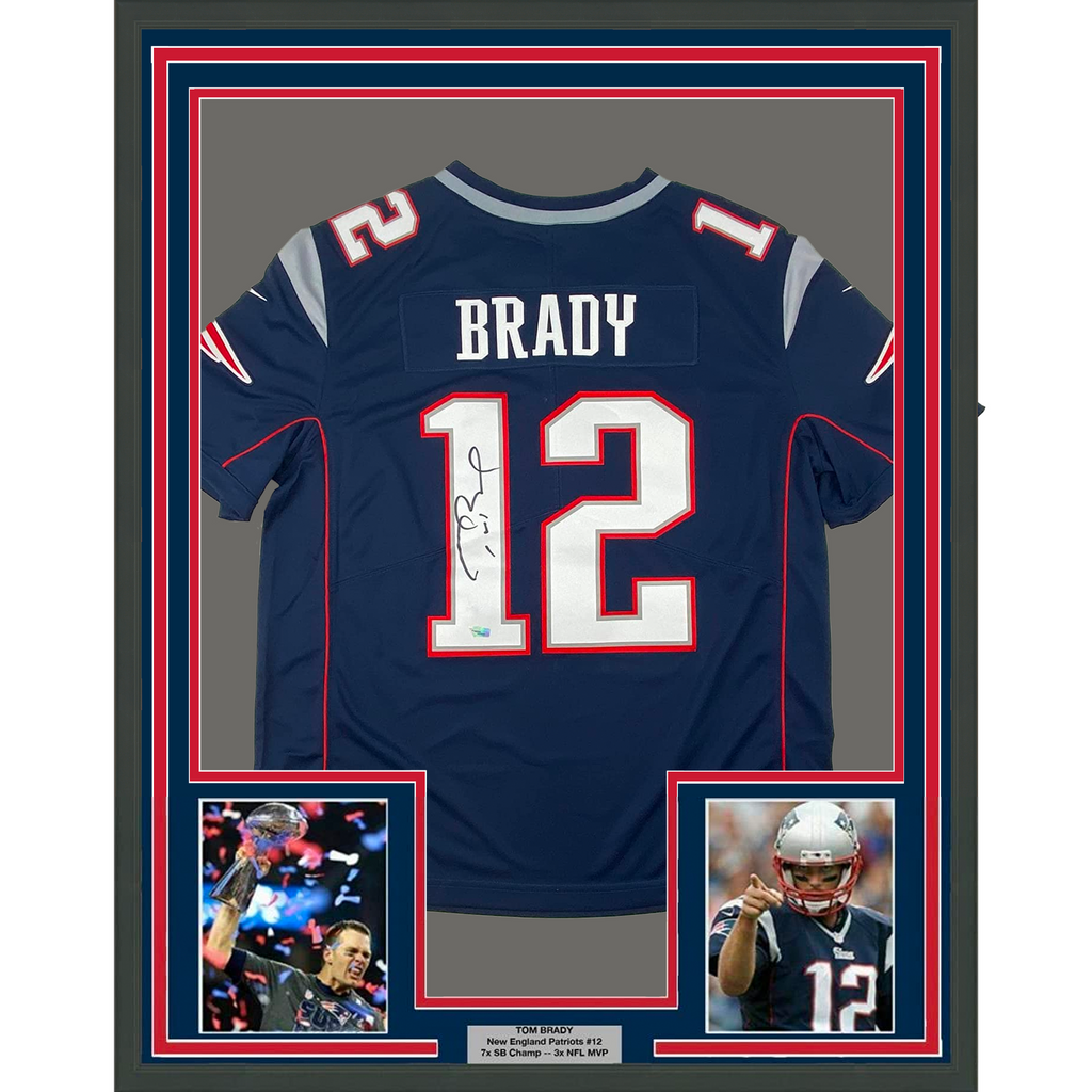 Framed Autographed/Signed Tom Brady 33x42 Patriots Jersey Fanatics COA –  Super Sports Center