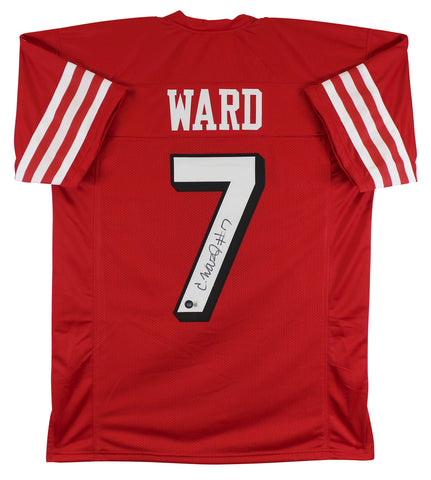 Charvarius Ward Authentic Signed Red Pro Style Jersey w/ Dropshadow BAS Witness