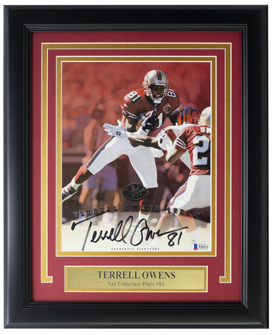 Terrell Owens Signed Framed San Francisco 49ers 8x10 Football Photo BAS
