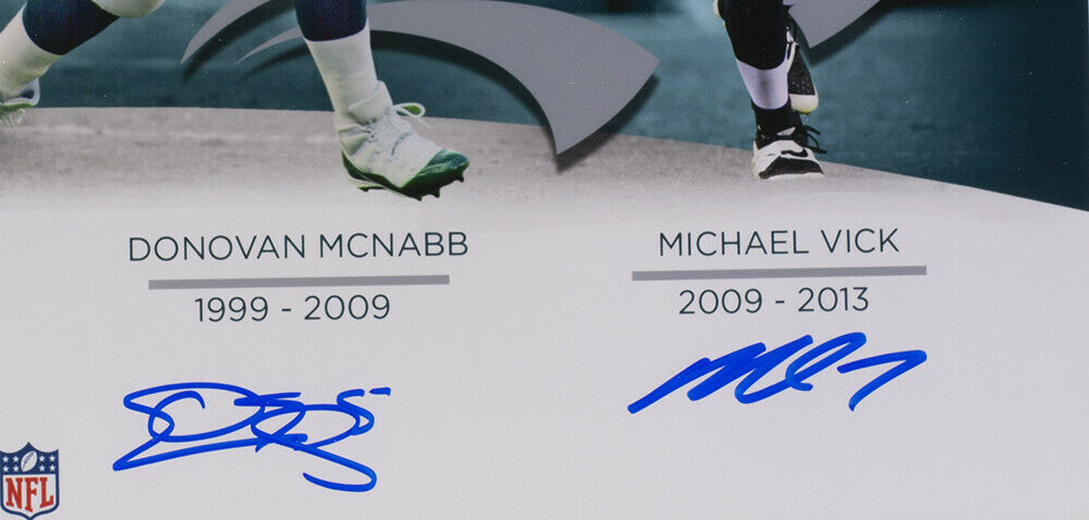 McNabb, Vick, Cunningham, Jaworski Autographed Philadelphia Eagles