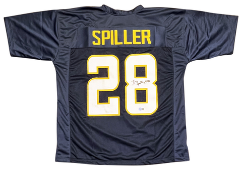 ISAIAH SPILLER SIGNED LOS ANGELES CHARGERS #28 NAVY JERSEY BECKETT