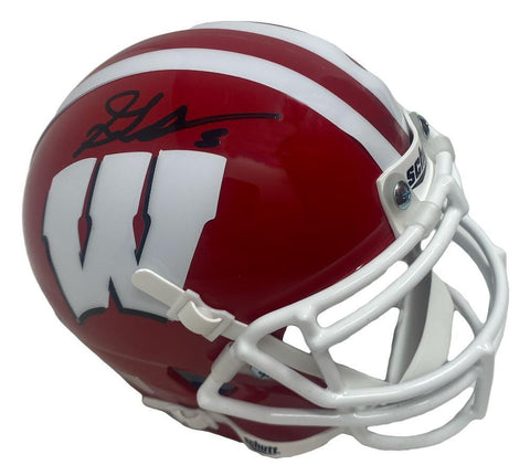 GRAHAM MERTZ Autographed Wisconsin Badgers Red Mini Helmet PANINI