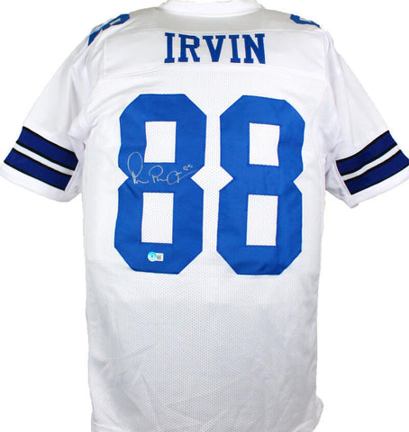 Michael Irvin Autographed White Pro Style Jersey *L8-Beckett W Hologram *Silver