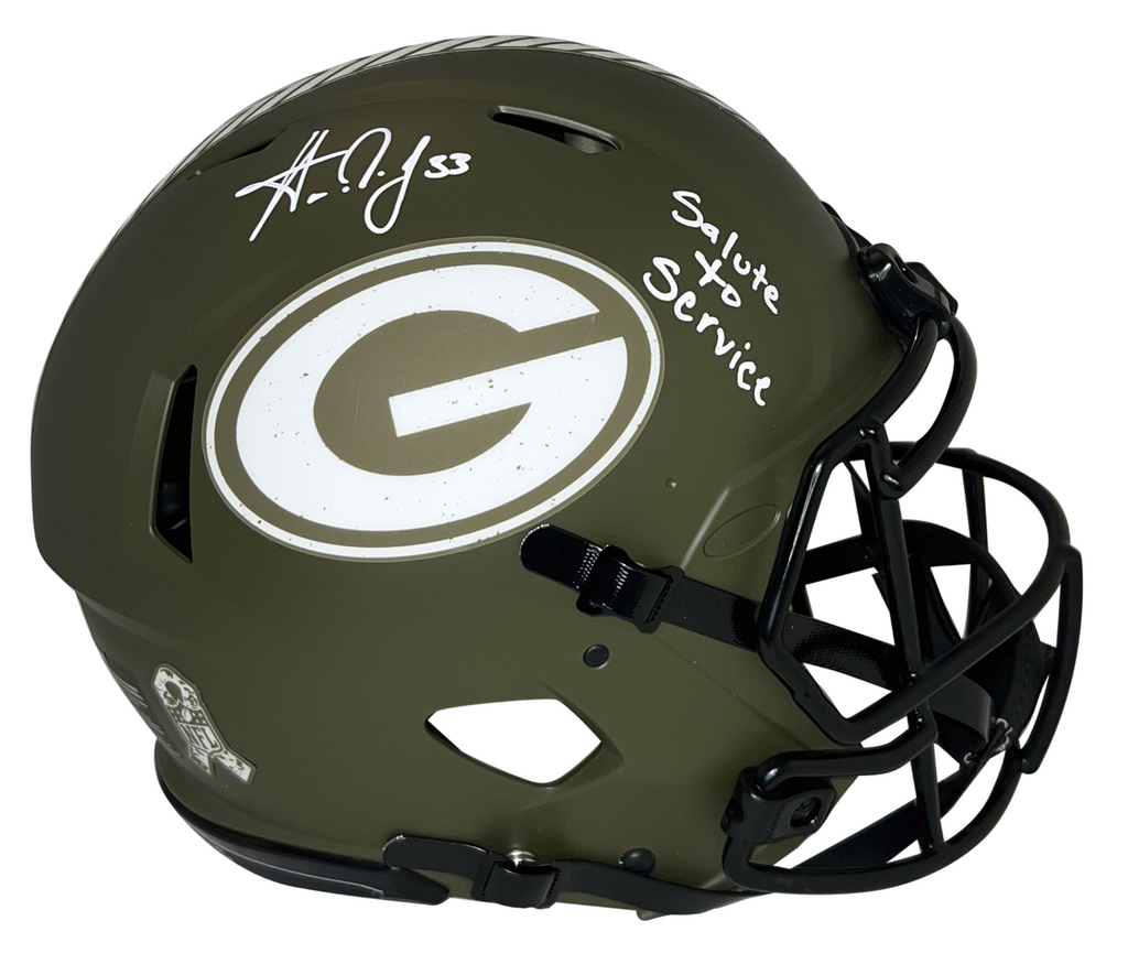 AARON JONES SIGNED GREEN BAY PACKERS SALUTE TO SERVICE AUTHENTIC