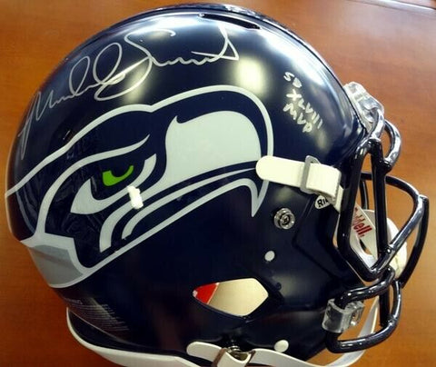MALCOLM SMITH AUTOGRAPHED SIGNED SEAHAWKS FULL SIZE SB AUTH HELMET MVP MCS 72381