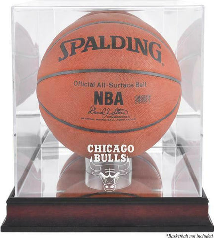 Chicago Bulls Mahogany Team Logo Basketball Display Case with Mirrored Back