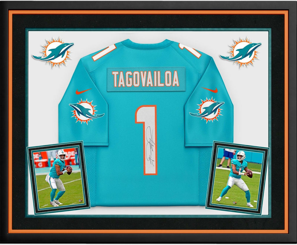Tua Tagovailoa Miami Dolphins Deluxe Framed Autographed Aqua Nike Game  Jersey
