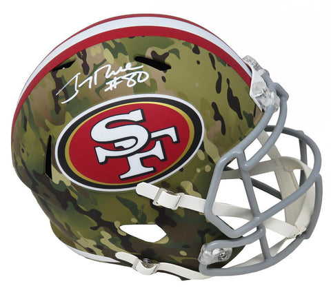 Jerry Rice Signed 49ers CAMO Riddell Full Size Speed Rep Helmet - (Fanatics COA)