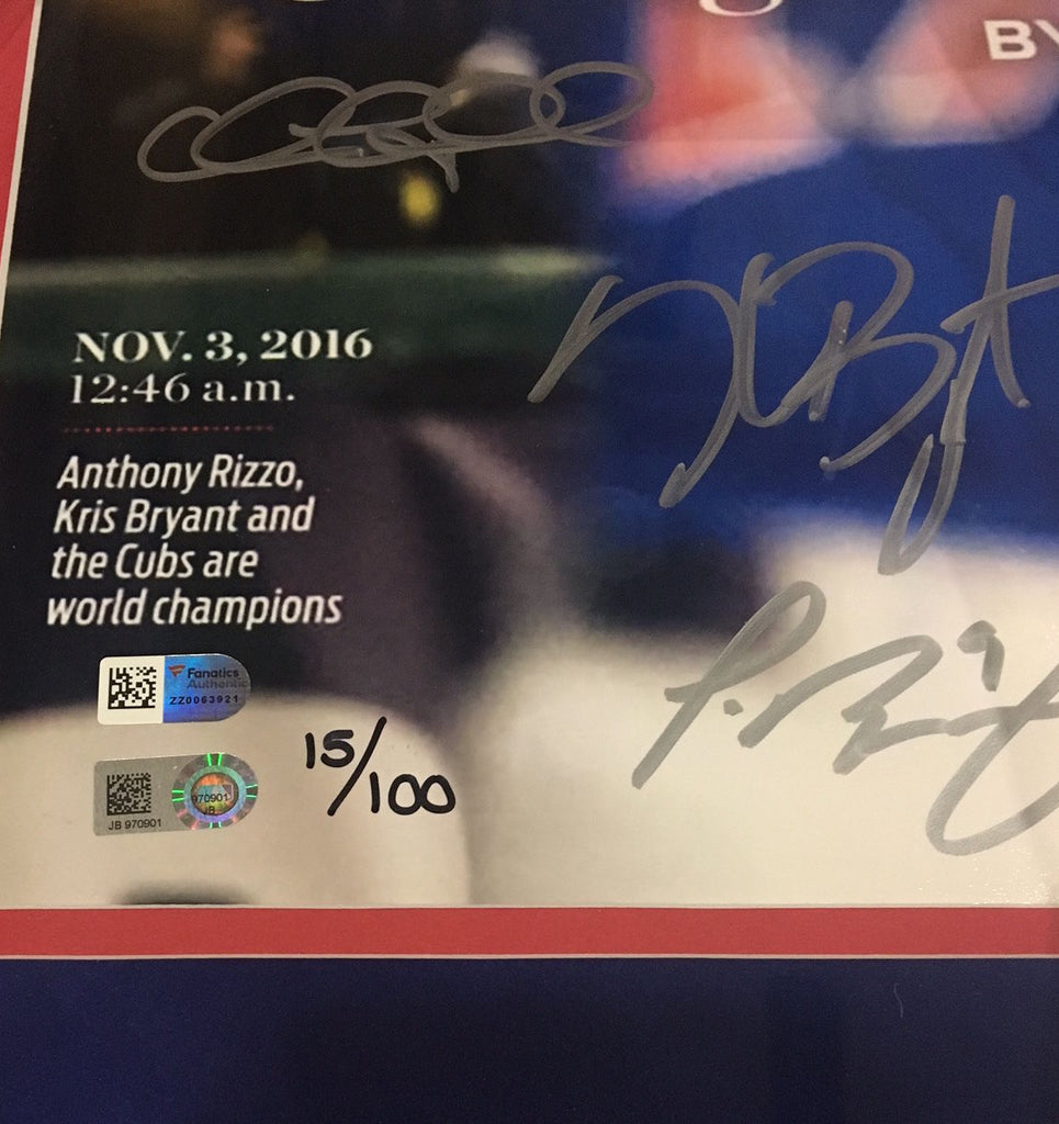 Framed Kris Bryant Facsimile Laser Engraved Signature Auto Chicago Cubs  15x16 Baseball Photo - Hall of Fame Sports Memorabilia