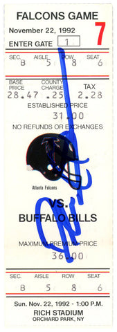 Deion Sanders Autographed Atlanta Falcons 11/22/1992 vs Bills Ticket BAS 37156