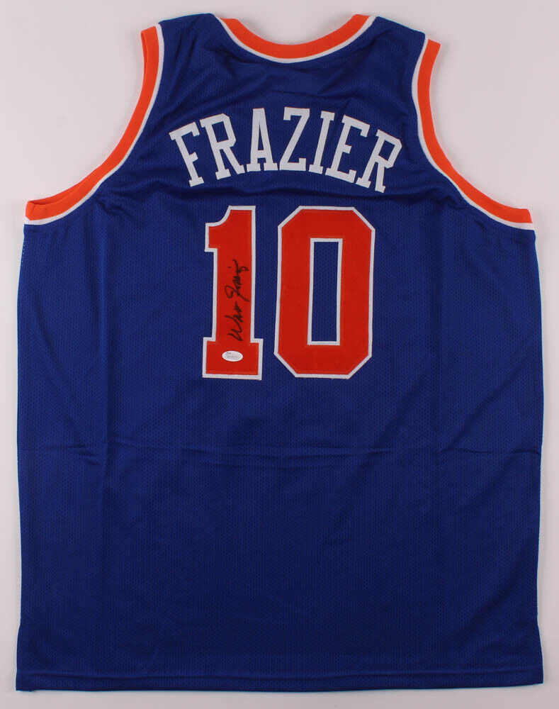 Walt Frazier Autographed & Framed Blue New York Knicks Jersey Auto JSA COA