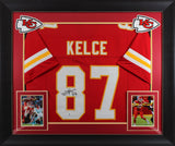 Travis Kelce Authentic Signed Red Pro Style Framed Jersey BAS Witnessed